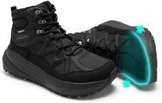 Men's Orthopedic X-Wide Waterproof Hiking Boots: Arch Support Plantar Fasciitis Ankle Support Mid Trekking Boots, Orthotic Non Slip Trail Shoes for Foot & Heel Pain Relief, Black, Size 11.5