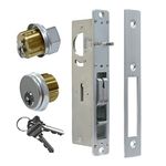 AIsecure Commercial Mortise Lock, Key Lock, Solid Brass Cylinder Combo, 31/32 inch Backset, Silver