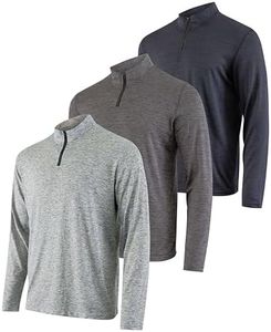 Real Essentials Mens Big and Tall King Size Quarter 1/4 Zip Pullover Long Sleeve Athletic Dry Fit Shirt Gym Running Golf Half Zip Top Workout Sweatshirts Sweater Jacket, Set 2, 5X Tall, Pack of 3