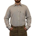 Mens Game Tattersal Long Sleeve Collared Regular Fit Country Check Shirt Brown/Navy