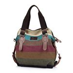 CHEREEKI Women Handbag, Multicolor Striped Canvas Crossbody Bags, Fabric Crossbody Bag for Women/Girls