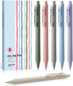 Gel Pens, 6 Pcs Cute 0.5mm Fine Point Smooth Writing Pens, Quick Dry Black Gel Ink Pens for Journaling and Note Taking, Aesthetic Pens for Office School & Home Supplies-Pastel