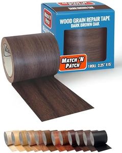 MATCH 'N PATCH Realistic Wood Grain Repair Tape - Durable Multi-Use Adhesive Tape for Furniture, Floors, Cabinets, Windows, Doors, RV, Home Decor & DIY Projects - Dark Brown Oak, 2.25 inch x 15 feet