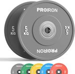 PROIRON Olympic Bumper Plates, 2" Solid Rubber Weight Plates for Barbell Strength Training and Weight Lifting, 5kg 10kg 15kg 20kg 25kg, Single or Pair