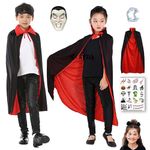 Sarvda Halloween Robe Dress for Boys and Girls | Cloak For Kids | Robe Vampire Costume with Dracula Mask | Dracula Teeth | Makeup Tattoo | Role Play | For 6 to 7 year Boys and Girls