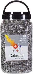 High Luster, 1/4" Reflective Tempered Fire Glass in Diamond Starlight, 10 Pound Jar, by Celestial Fire Glass