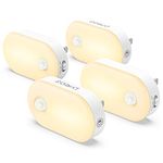 Motion Sensor Night Light, LYRIDZ Superior Bright 1-120LM Mini Plug-in Nightlight Smart Warm White LED Light with Stepless Adjustable Brightness for Bedroom, Kitchen, Stairs, Hallway, 4 Pack