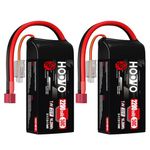 HOOVO 2S Lipo Battery 2200 mAh 7.4 V 50C SoftCase Short Pack Lipo Battery with Deans T Plug RC Battery for 1:16 RC Car Truck Helicopter Airplane Rock Crawler Airplane Helicopter (2 Packs)