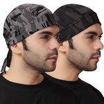 Caiuse Unisex Spandex Patka Skull Cap Bandana/Fashionable Helmet Liner/Head Cap-Hard Hat Liner Sweat Cap - Cycling Cap - Pirate Bandana Army Print (Pack of 2), Free Size