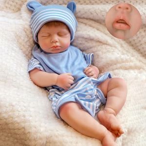 Gileutay 18 inch Full Body Silicone Baby Doll Boy Sleeping Baby with Open Mouth Realistic Weighted Reborn Dolls That Look Real Boy