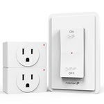 Fosmon Wireless Remote Control Electrical Outlet Switch (2 Pack) - ETL Listed, (15A, 125V 1875W) Remote Light Switch Outlet Plug with Braille (On/Off) Mark for Lamp, Lights, Fans, Expandable