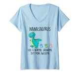 Womens Nanasaurus like a normal grandma but more awesome V-Neck T-Shirt