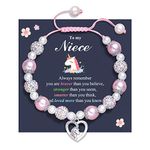 PINKDODO Niece Gifts from Aunt, Niece Bracelet Unicorn Bracelet Girls Jewelry Birthday Christmas Valentines Day Gifts for Girls Niece from Auntie Uncle