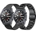 OTOPO Metal Strap for Galaxy Watch 3 45mm Bands, Galaxy Watch 46mm, 2Pack 22mm Metal Band + Mesh Loop Strap Bracelet Replacement for Samsung Galaxy Watch3 45mm/Galaxy Watch 46mm/Gear S3 Frontier-Black