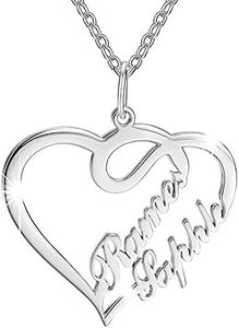 SOUFEEL Collier Pendentif Deux Prenoms Personnalisé avec Coeur en 14K Or Rose Plauqé Argent 925 pour Femme Homme Cadeau Fille Anniversaire Marriage Famille