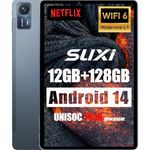 SUXI A9 11 inch Tablets, Android 14 Tablet 2K, Tablet with 14GB RAM 256GB ROM 1TB Expand, Octa-Core Gaming Tablets with Keyboard, Widevine L1 and Four Speaker, 4G LTE+5G WI-FI, 18MP, BT5.0, 6000mAh