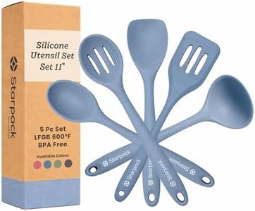 Starpack Stir and Serve Silicone Cooking Utensils Set (5-Piece, 11") - LFGB Non Toxic, 600°F Heat Resistant, BPA-Free - One-Piece Seamless, Dishwasher Safe - for Nonstick Cookware, Light Blue