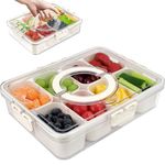 AOTOPYU Snack Holder with Compartments, Fruit and Vegetable Tray with Compartments, Fridge and Pantry Box, Ideal for Snacks, Fruits and Sweets, Cookies, Nuts (8 Grid 28x21x7cm)