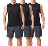 TEX2FIT Men's Tank Tops, 3 Pack Men's Sleeveless T-Shirts Workout Muscle Shirts Quick-Dry Gym Shirt (Pack of 3)(Black/Black/Black, XL)