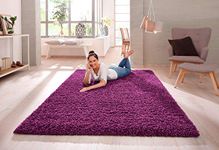 SHAGGY RUG Modern Rugs Living Room Extra Large Small Rectangular Size Soft Touch 30MM / 3cm Thick Pile Living Room Area Rugs Non Shedding (Purple, 60cm x 110cm (2ft x 3.6ft))