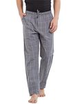 XYXX Men's Super Combed Cotton Checkered Checkmate Pyjamas [Pack of 1] Elasticated Waist, Drawstring | Loungewear for Men in Grey Checks