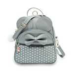 ShopyVid Small Size Polka Dots Small Mini Convertible Standard Backpack For Girls, Grey