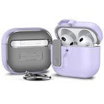 Meyaar Hard Case for Apple AirPods 4 ​​​​​​​Case Cover with Keychain, Automatic Snap Switch, Secure Case, Full Protective Case Cover for Apple AirPods 4th Generation 2024 (Purple (Hybrid))