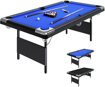 GarveeLife 6 or 7 Ft Billiards Table, Adults Folding Billiards Tables, Pool Tables for Full Size, Pool Table Set for Family Game Room, Adult Rrec Room, Basements, Man Cave or Garage, Blue