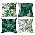 Green Plants Throw Pillow Covers 18x18 Set of 4 Tropical Leaf Pillow Covers Summer Decorations Pillow Covers Cushion Covers Pillow Case for Outdoor Home Couch Sofa Decor (18 inch)