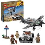 LEGO Indiana Jones Fighter Plane Chase Set with Buildable Airplane Model & Vintage Toy Car plus 3 Minifigures, The Last Crusade Action Playset 77012