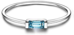 Helonley S925 Sterling Silver Birthstone Stackable Rings for Women Mother with Cubic zirconium Mom Ring Mother's Day Jewelry Gifts for Wife (Birthstone Mar., 5)