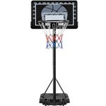 Yaheetech Portable Basketball Hoop Adjustable Basketball Goal System with 30'' PE Backbaord & 2 Wheels & 7-8ft Height