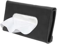 Fredyusu 2 Pack Car Visor Tissue Holder, PU Leather Napkin Cover, Paper Tissue Dispenser for Visor & Backseat, Vehicle（Black）