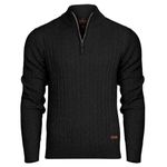 Bench Mens Designer 1/4 Zip Cable Knit Jumper Quarter Zip Pullover Cotton Blend Warm Winter Sweater. Quality Knitted Knitwear Black 2XL