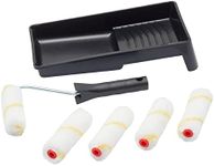 Fit For The Job 7 pc Mini Paint Roller Set for Painting with Emulsion, Small Roller and Tray for Painting Walls and Ceilings, 4 inch Roller Set, Roller and Tray Set, Small Paint Roller and tray