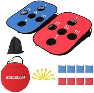 Pop up Cornhole Sets for Backyard Portable Collapsible Cornhole Game with 8 Bean Bags Lightweight Carrybag and 8 Stakes Easy go Anywhere for Travel and Family Game