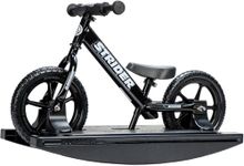 Strider 12” Sport Bike (Black) + Rocking Base - Helps Teach Baby How to Ride a Balance Bicycle - for Kids 0 to 4 Years - Easy Assembly & Adjustments