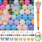 254 Pieces Beads for Pens - 16MM Acrylic Loose Beads Bulk Set - Beads Kit for Crafts - Fit for Jewelry Making, Bracelets, Beadable Pens, and Focal Beads - Cute Beads for DIY Supplies