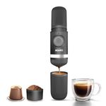 AGARO Elite Hand Press Portable Espresso Maker, 10-Bar Hand Pressure, Compatible with Capsules & Ground Coffee, With Cup Holder, Travel-Friendly, Leak-Proof & Compact & Manually Operated