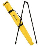 AdirPro Bipod, Aluminium & Carbon Fiber Prism Pole - Yellow, Extendable Legs, Thumb Release for GPS Antenna - Includes Travel Case