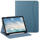 FINTIE Case Compatible with iPad 10th Generation (2022) 10.9 Inch, Multi-Angle Viewing Protective Stand Cover with Pencil Holder & Pocket, Auto Sleep/Wake, Ocean Blue