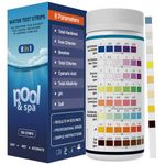 AKSBTEC Salt Water 8-in-1 Pool Test Strips Kit | 100 Strips Pool Salt Test Strips | Salt Water Pool Testing Kit for Salt Water Pools, Hot Tubs & Spas Quick Accurate – Tests Salt, Chlorine, pH & More