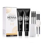 Eyebrow Tint Kit Black Hen-na, Semi-Permanent Professional Brow Tint Kit Long-Lasting and Safe Results Eyebrow Dye, DONG RHYME Multi-Purpose Eyelash Tint Kit Easy to Use at Home