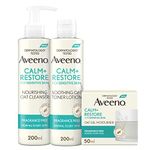 Aveeno Face Calm+Restore 3-Step Face Care Bundle, Gentle Skincare Bundle with Nourishing Oat Cleanser, Soothing Oat Toning Lotion, Oat Gel Moisturiser, For Sensitive Skin