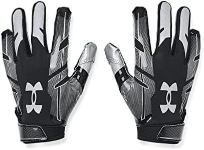 Under Armour boys Youth F8 Football Gloves , Black (001)/Metallic Silver , Youth Small