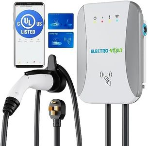 Electro-Volt Level 2 EV Charger - 10 KW, Adjustable 40Amp, 240V, NEMA 14-50 Plug, IP65 Indoor/Outdoor Electric Car Wall Charger Station- FCC Certified and 18-Feet Premium Cable | Smart APP Control