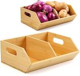 BYOA Official 2PCS Onion Storage, Stackable Pantry Organizers and Storage, Bread Basket, Potato and Onion Storage Bin, kitchen organizers and storage, Potato Storage, Bamboo Organizer from , Wooden Storage Box