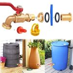 Rain Barrel Spigot, Brass Faucet Kit for Rain Water Barrel, Water Tanks, Tubs, Pools Etc, Turn Ball Valve Rain Barrel Spigot with Teflon Tape and Bulkhead Fitting Set