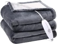 GAOMON Electric Heated Blanket Throw, Super Cozy Soft Flannel Heated Throw with 4 Fast Heating Levels & 10 Hours Auto Off, Machine Washable, ETL Certification, Home Office Use(Queen, Grey)