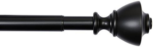 Amazon Basics 1" Curtain Rod with Urn Finials, 36" to 72", Black